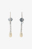 Miu Miu Silver-tone Crystal Faux Pearl Drop Earrings