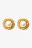 Pre-Loved Chanel™ Gold-plated Pearl Round CC Button Clip On Earrings