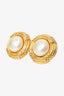 Pre-Loved Chanel™ Gold-plated Pearl Round CC Button Clip On Earrings