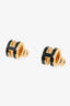 Hermès Gold-tone/Black Metal/Enamel Pop H Mini Earrings