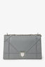 Christian Dior 2015 Grey Grained Leather Medium Diorama Shoulder Bag
