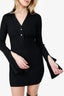 Alexander Wang Black Knit Ribbed V-Neck Mini Dress Size XS