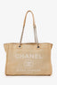 Pre-Loved Chanel™ 2022 Beige Canvas Deauville Small Shopping Tote Bag