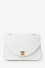 Pre-Loved Chanel™ White Lambskin Half Moon Flap Bag 'Refurbished'