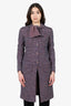 Pre-Loved Chanel™ 2016 Blue/Red Tweed Scarf Collar Coat Size 34