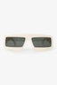 Gucci White Frame GG Rectangle Sunglasses