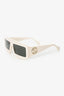 Gucci White Frame GG Rectangle Sunglasses