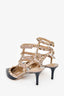 Valentino Navy Blue/Beige Leather Rockstud Cage Heels Size 38