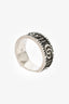 Gucci Sterling Silver Engraved GG Wide Ring Size 13