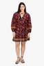 Alice + Olivia Black/Pink Cotton/Silk Blend Tassel Detail Knee Length Dress Est. Size L