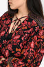 Alice + Olivia Black/Pink Cotton/Silk Blend Tassel Detail Knee Length Dress Est. Size L