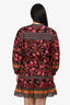 Alice + Olivia Black/Pink Cotton/Silk Blend Tassel Detail Knee Length Dress Est. Size L