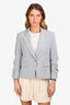 Veronica Beard White/Blue Striped Cotton Scrunch Sleeve Blazer Size 8
