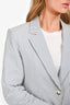 Veronica Beard White/Blue Striped Cotton Scrunch Sleeve Blazer Size 8