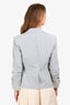 Veronica Beard White/Blue Striped Cotton Scrunch Sleeve Blazer Size 8