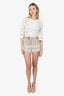 Zimmermann White/Brown Cotton/Silk Scallop Eyelet Lace Shorts Size 0
