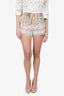 Zimmermann White/Brown Cotton/Silk Scallop Eyelet Lace Shorts Size 0