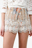 Zimmermann White/Brown Cotton/Silk Scallop Eyelet Lace Shorts Size 0