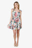Zimmermann White/Multicolour Floral Linen Ruffle Belted Mini Dress Size 0