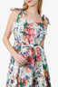 Zimmermann White/Multicolour Floral Linen Ruffle Belted Mini Dress Size 0