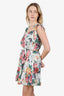 Zimmermann White/Multicolour Floral Linen Ruffle Belted Mini Dress Size 0