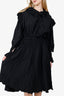 Balenciaga Black Poplin Ruffle Midi Dress Size 38