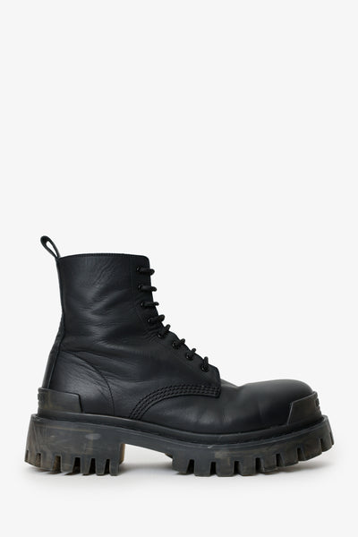 Balenciaga Black Leather 'Strike' Boots Size 38 – Mine & Yours