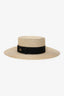 Gucci Beige Straw Bee Detail Papier Hat