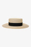 Gucci Beige Straw Bee Detail Papier Hat
