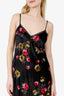 Prada Black Velvet Floral Print Lace Trimmed Dress Size 38