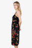 Prada Black Velvet Floral Print Lace Trimmed Dress Size 38