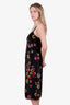Prada Black Velvet Floral Print Lace Trimmed Dress Size 38