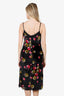 Prada Black Velvet Floral Print Lace Trimmed Dress Size 38