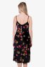 Prada Black Velvet Floral Print Lace Trimmed Dress Size 38