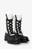 Christian Dior White/Black Knit/Leather Lace-Up Combat Boots Size 36.5
