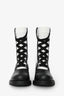 Christian Dior White/Black Knit/Leather Lace-Up Combat Boots Size 36.5