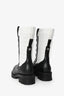 Christian Dior White/Black Knit/Leather Lace-Up Combat Boots Size 36.5