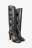 Valentino Blue/Brown Snakeskin Leather Knee High Boots Size 37