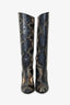 Valentino Blue/Brown Snakeskin Leather Knee High Boots Size 37