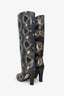 Valentino Blue/Brown Snakeskin Leather Knee High Boots Size 37