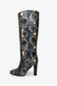 Valentino Blue/Brown Snakeskin Leather Knee High Boots Size 37