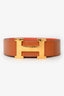 Hermès 2013 Brown/Orange Reversible 'H' Belt Size 85 Gold Hardware