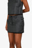 Miu Miu Grey Distressed Hem Logo Mini Skirt Size 36