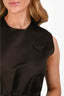 Prada 2021 Brown Silk Triangle Logo Midi Dress with Belt Size 38
