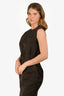 Prada 2021 Brown Silk Triangle Logo Midi Dress with Belt Size 38