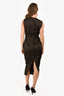Prada 2021 Brown Silk Triangle Logo Midi Dress with Belt Size 38