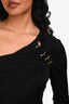 Roberto Cavalli Black Snake Motif One Shoulder Long Sleeve Dress Size 40