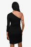 Roberto Cavalli Black Snake Motif One Shoulder Long Sleeve Dress Size 40
