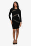 Emilio Pucci Black Wool Bead Embellished Long Sleeve Dress Size S