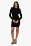 Balmain Black Rib Knit Shoulder Padded Mini Dress Size 40